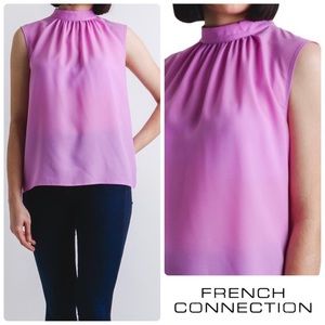 French Connection NWT Lilac Lavender Crepe Satin High Neck Sleeveless Blouse